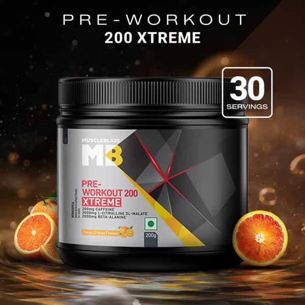 Muscleblaze Pre Workout 200 Xtreme (Tangy Orange | 30 Servings | 200G)