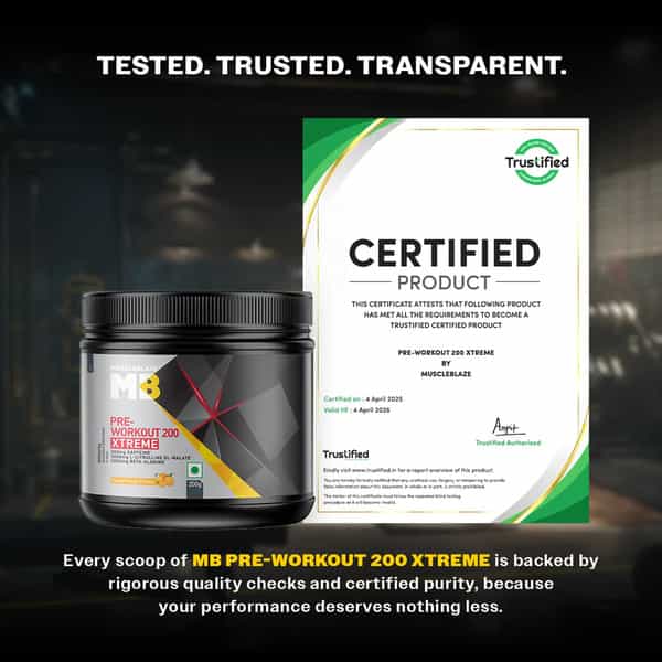 Muscleblaze Pre Workout 200 Xtreme (Tangy Orange | 30 Servings | 200G)