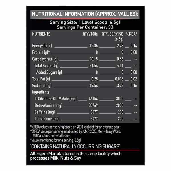 Muscleblaze Pre Workout 200 Xtreme (Tangy Orange | 30 Servings | 200G)
