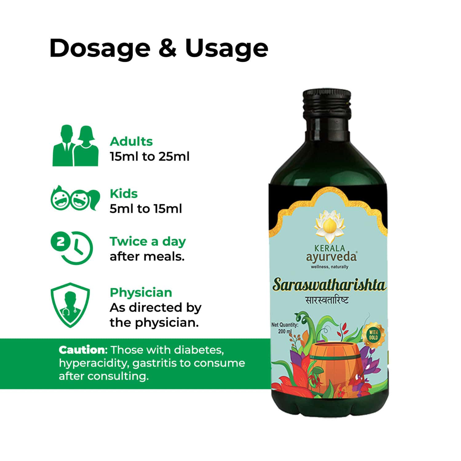 Buy KERALA AYURVEDA SARASWATH ARISHTAM 200 ML Online & Get Upto 60