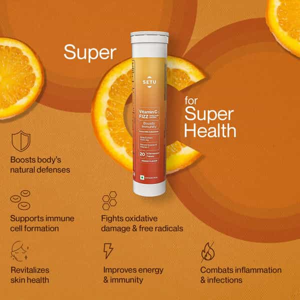 Setu Vitamin C: Fizz - 80 Effervescent Tablets| Orange Flavour