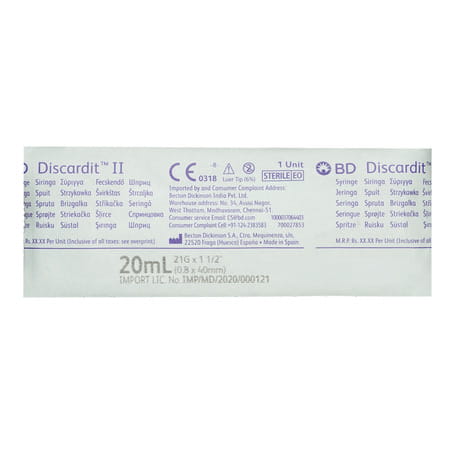 Bd Discardit Ii Syringe 20 Ml 21G-1N