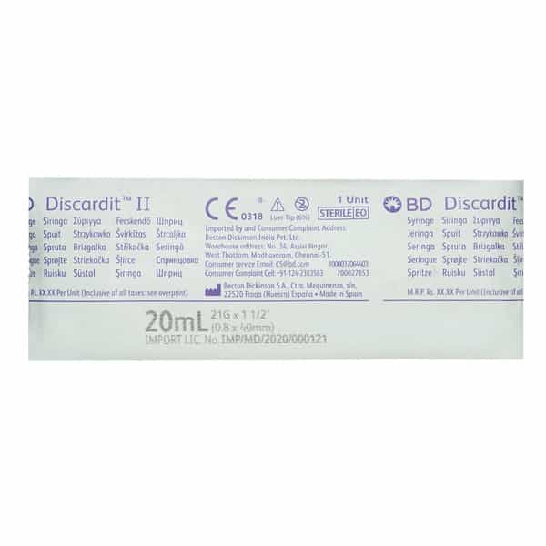 Bd Discardit Ii Syringe 20 Ml 21G-1N