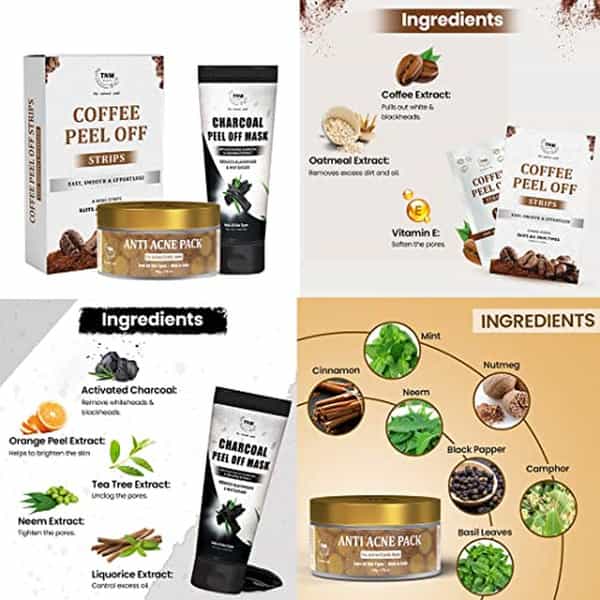 Tnw The Natural Wash Combo With Charcoal Peel Off Mask | Anti Acne Pack & Coffee Peel