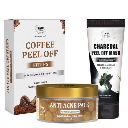 Tnw-The Natural Wash Combo With Charcoal Peel Off Mask | Anti Acne Pack & Coffee Peel