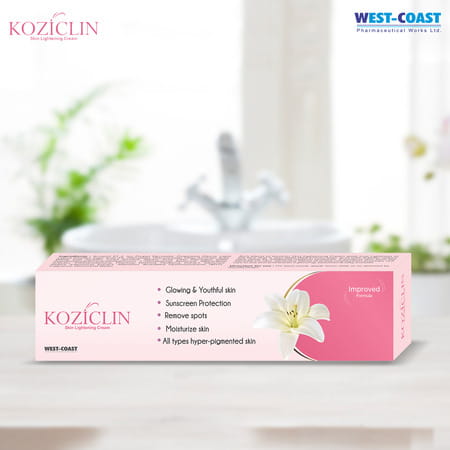West-Coast Koziclin Skin Lightening Cream With Kojic Acid & Glutathione (15 G)