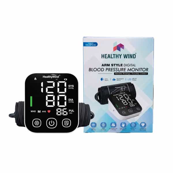 Healthy Wind Rechargeable Blood Pressure Monitor | Adjustable Arm Cuff | Comfortable Fit