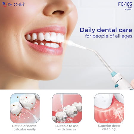 Dr. Odin Fc 166 Oral Irrigator | Teeth Cleaning & Flossing | 10 Pressure Settings | 600Ml Storage