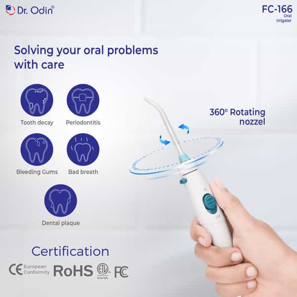 Dr. Odin Fc 166 Oral Irrigator | Teeth Cleaning & Flossing | 10 Pressure Settings | 600Ml Storage