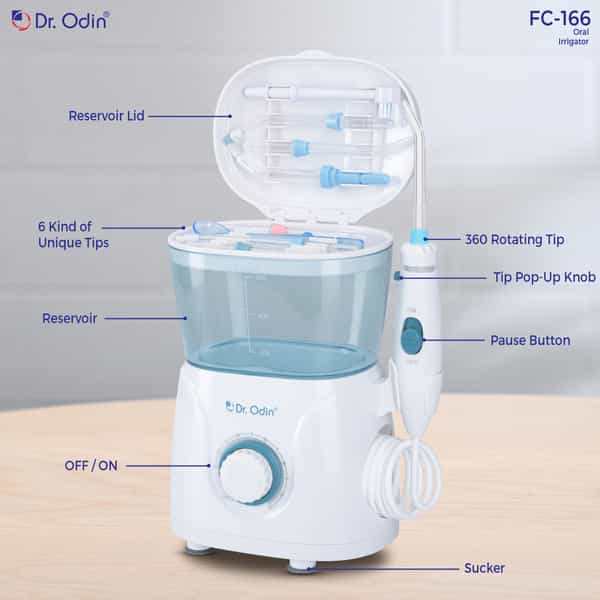 Dr. Odin Fc 166 Oral Irrigator | Teeth Cleaning & Flossing | 10 Pressure Settings | 600Ml Storage
