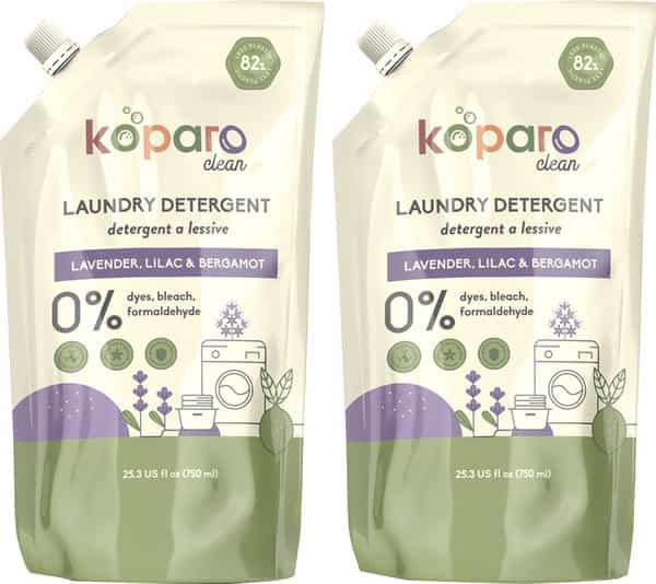 Koparo Laundry Liquid - Lavender - Natural & Non Toxic - Tough On Stains - Refill Pack - 750 Ml X 2