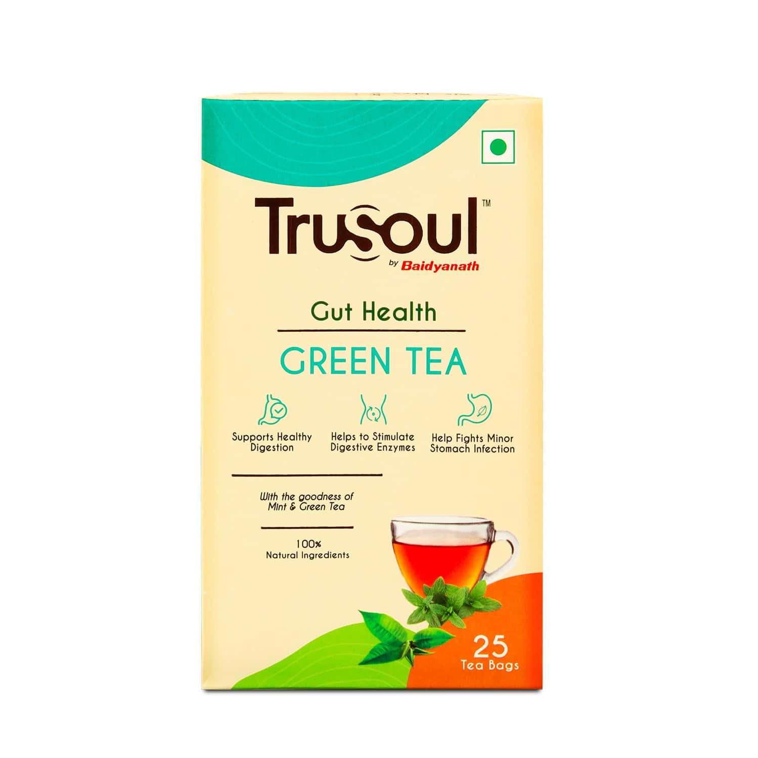 Baidyanath Trusoul Green Tea Gut Health 25 Bags | Digestive Wellness