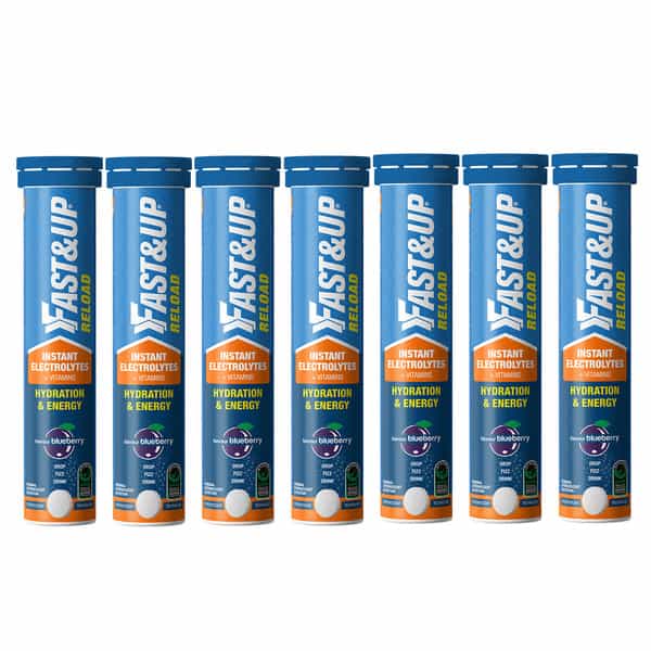 Fast&Up Reload (35 Litres) Low Sugar Energy Drink - 140 Effervescent Tablets - Blueberry Flavour