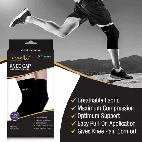 Musclexp Drfitness+ Knee Cap & Brace Knee Compression Support Knee Brace Joint Pain Relief (Large)