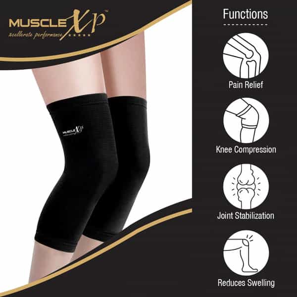 Musclexp Drfitness+ Knee Cap & Brace Knee Compression Support Knee Brace Joint Pain Relief (Large)