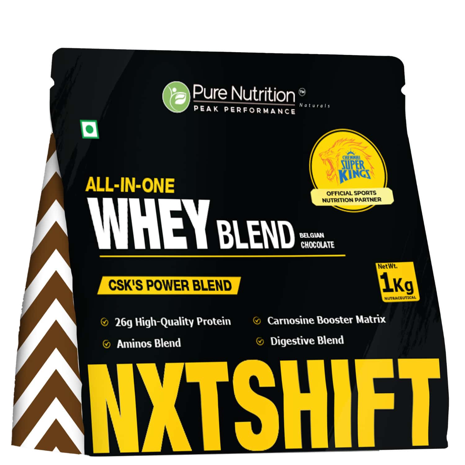 Pure Nutrition Nxtshift Whey Blend Belgian Chocolate | 26g Protein Multi-Source Blend 1kg