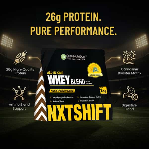 Pure Nutrition Nxtshift Whey Blend Belgian Chocolate | 26G Protein Multi-Source Blend 1Kg