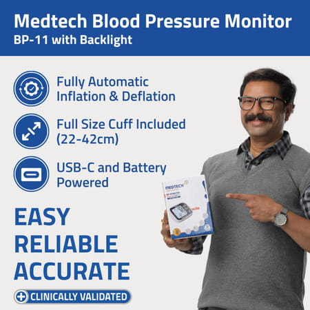 Medtech Bp11bl Fully Automatic Portable Digital Blood Pressure Monitor With Smart Mdd Technology