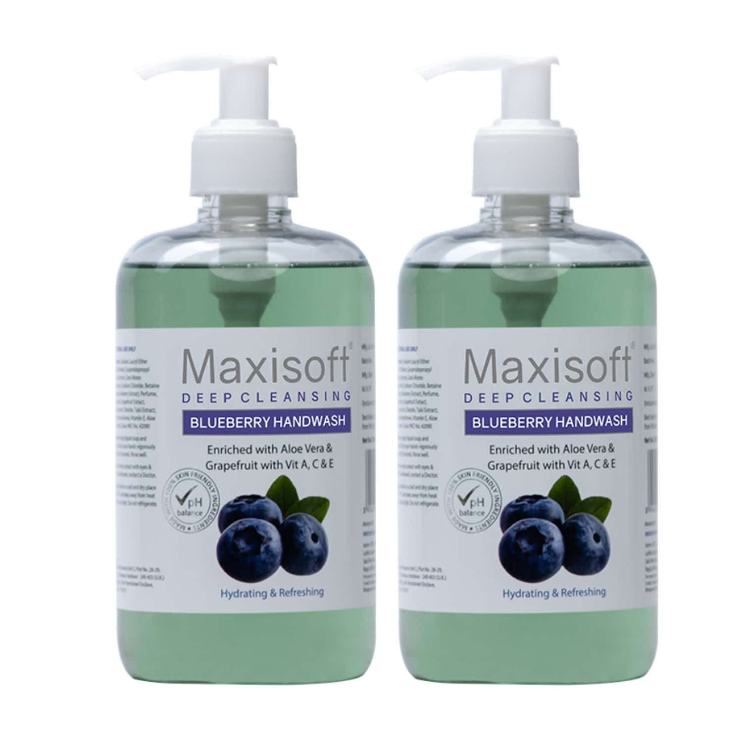 Maxisoft Deep Cleansing Blueberry | Hydrating & Refreshing | Handwash | Bottle | 500 Ml | Pack Of 2