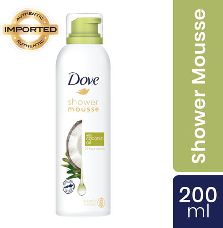 Dove Shower Mousse With Coconut Oil 24 Hour Softness Sulphate Free 200ml