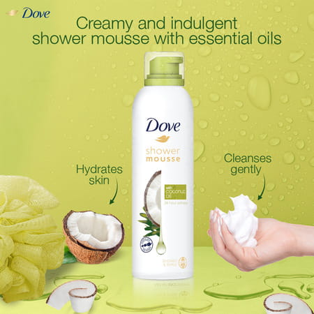 Dove Shower Mousse With Coconut Oil 24 Hour Softness Sulphate Free 200ml