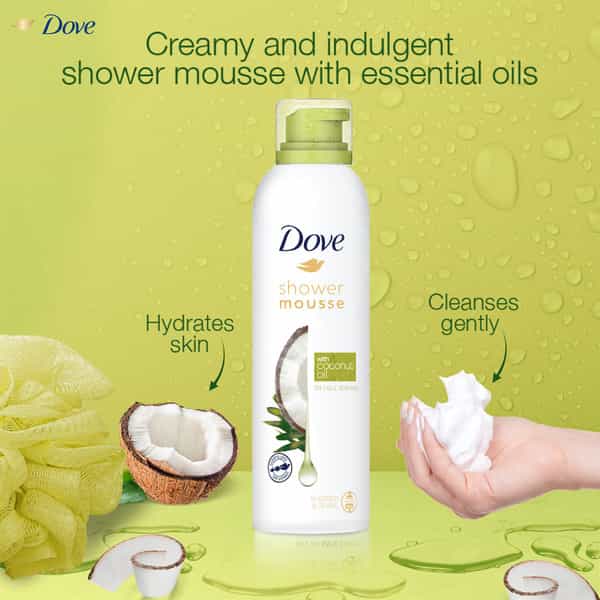 Dove Shower Mousse With Coconut Oil 24 Hour Softness Sulphate Free 200Ml