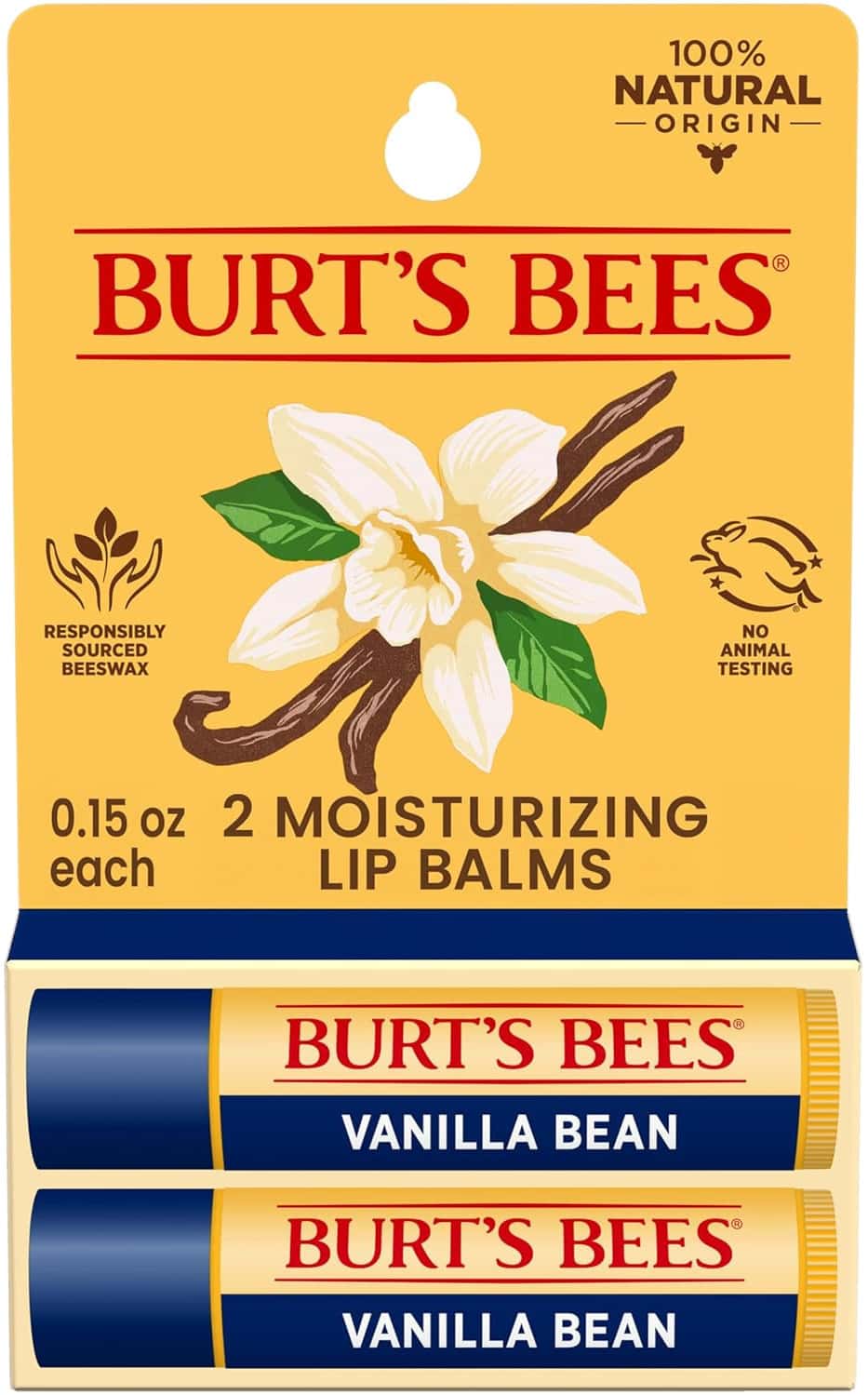 Burt'S Bees Lip Balm | Vanilla Bean | 4.25g | Pack Of 2