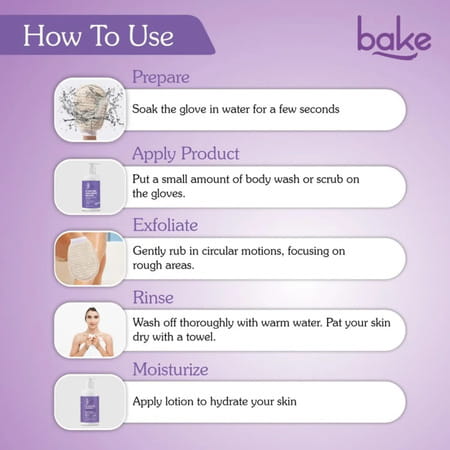 Bake Exfoliating Bath Glove For Dead Skin & Tan Removal - Pack Of 1
