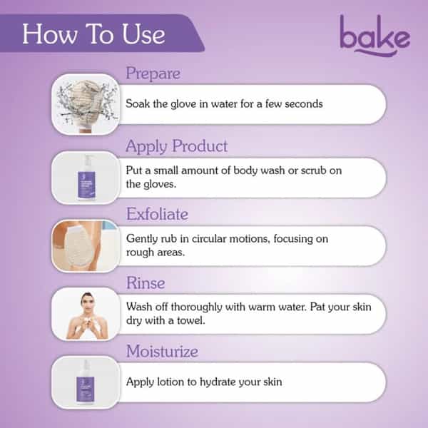Bake Exfoliating Bath Glove For Dead Skin & Tan Removal - Pack Of 1