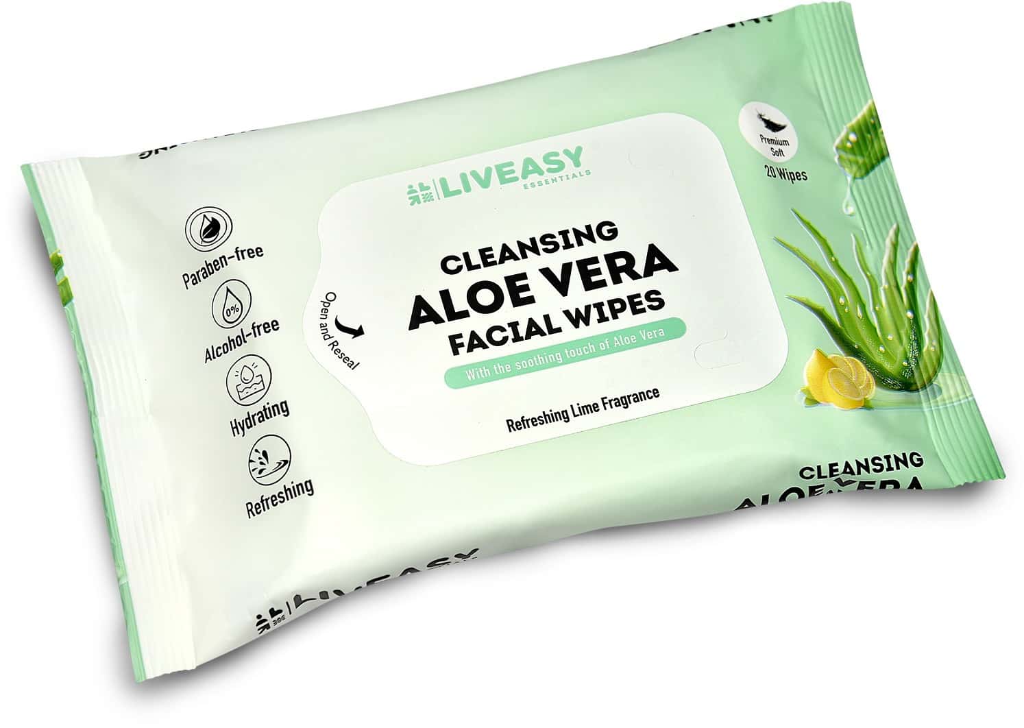 Buy LIVEASY ESSENTIALS ALOE VERA REFRESHING AND CLEANSING FACE WIPES20