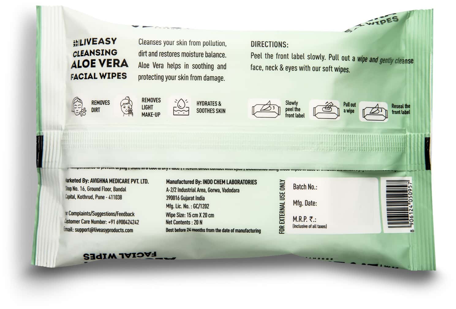 Buy LIVEASY ESSENTIALS ALOE VERA REFRESHING AND CLEANSING FACE WIPES20