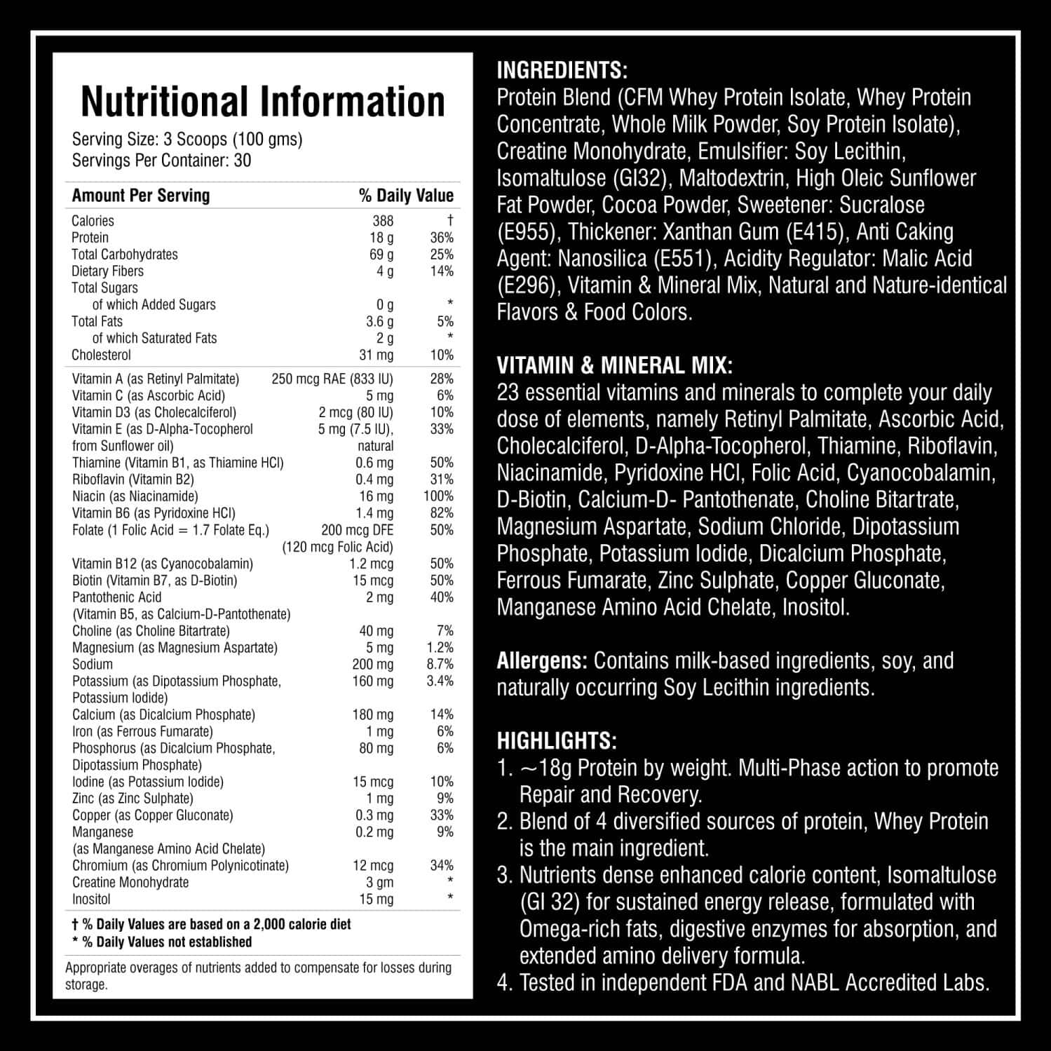 Buy KOBRA LABS THE BULL MASS GAINER POWDER WEIGHT GAINER WITH HIGH