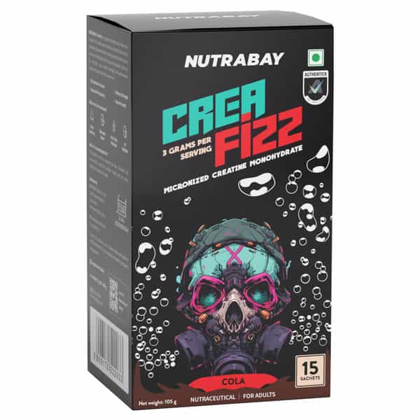 Nutrabay Creafizz Effervescent Powder | Rapid Absorption | Cola Flavour| 15 Sachets (105G)