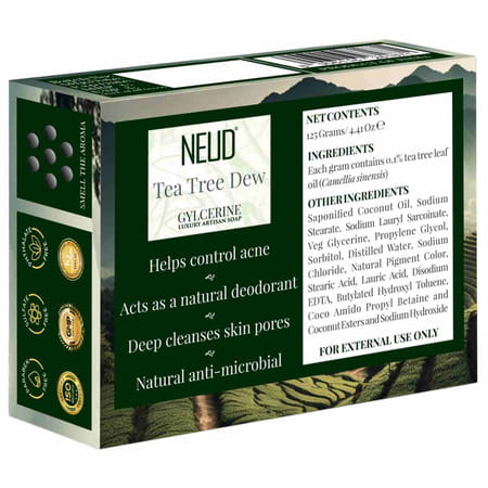 Neud Tea Tree Dew Glycerine Luxury Artisan Handmade Soaps Bar - Pack 3 | 125gm Each