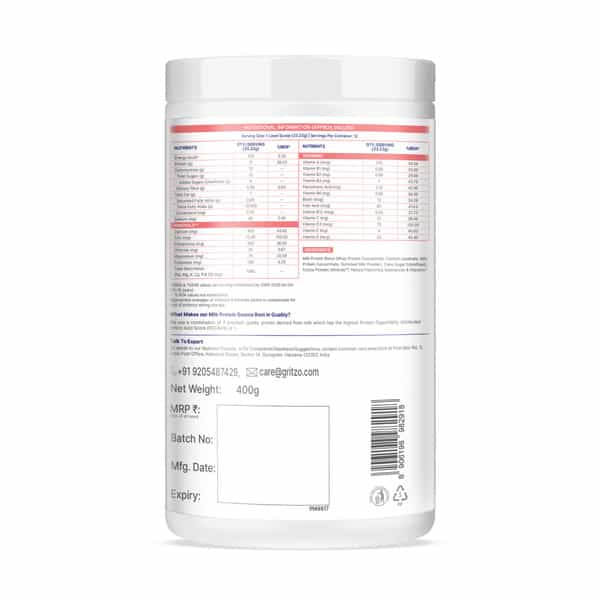 Gritzo Supermilk Athlete (13+Y Boy & Girl) | 17G Protein Powder (Double Chocolate | 400G)