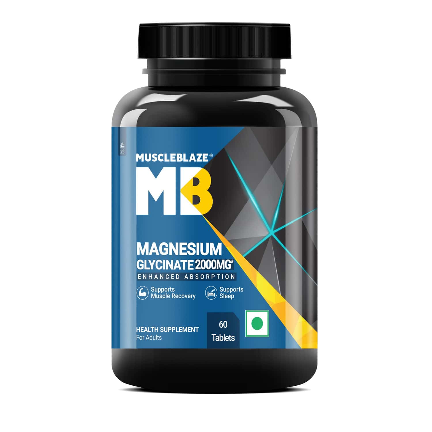 Muscleblaze Magnesium Glycinate 2000mg (440mg Elemental Magnesium) | 60 Tablets