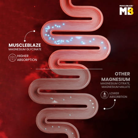 Muscleblaze Magnesium Glycinate 2000mg (440mg Elemental Magnesium) | 60 Tablets