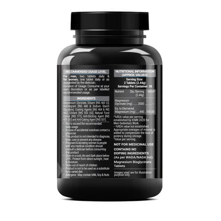 Muscleblaze Magnesium Glycinate 2000mg (440mg Elemental Magnesium) | 60 Tablets