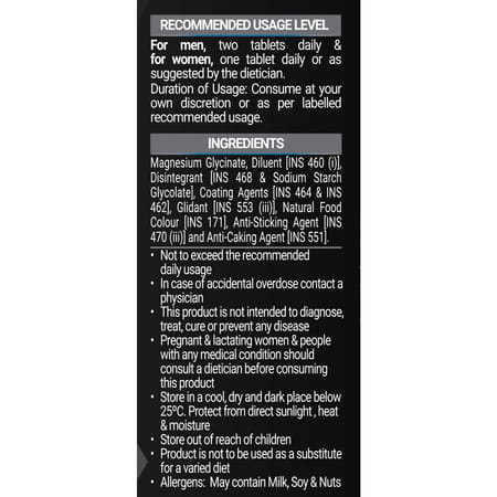 Muscleblaze Magnesium Glycinate 2000mg (440mg Elemental Magnesium) | 60 Tablets