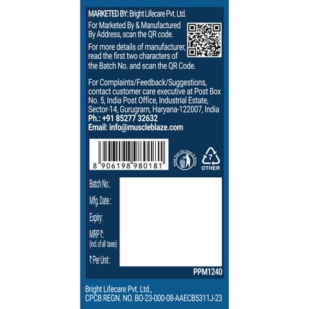 Muscleblaze Magnesium Glycinate 2000mg (440mg Elemental Magnesium) | 60 Tablets