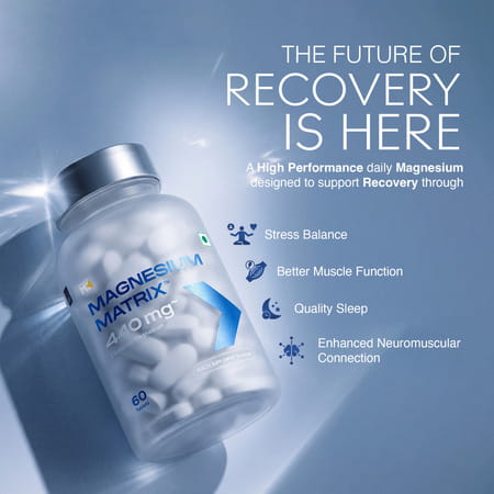 Muscleblaze Magnesium Matrix (60 Tablets) 440Mg Elemental Magnesium | Support Performance | Recovery
