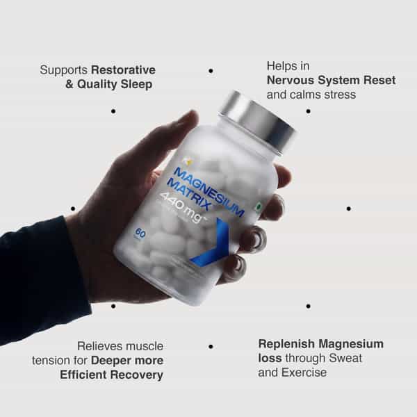 Muscleblaze Magnesium Matrix (60 Tablets) 440Mg Elemental Magnesium | Support Performance | Recovery