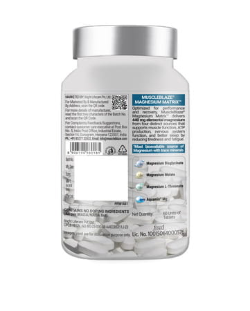 Muscleblaze Magnesium Matrix (60 Tablets) 440Mg Elemental Magnesium | Support Performance | Recovery