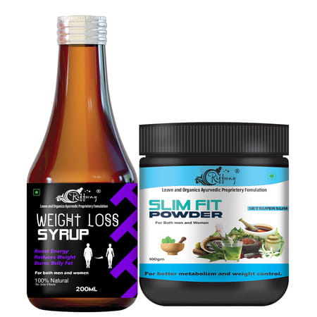 Weight Loss Syrup & Slim Fit Capsules - 100% Ayurvedic (200ml+100gm)