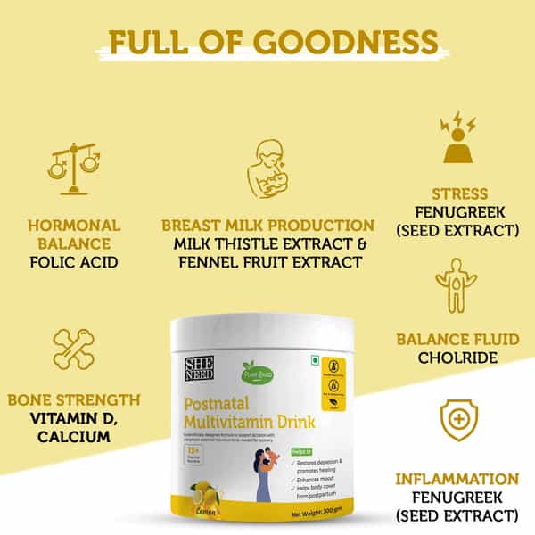 Sheneed Plant Based Postnatal Multivitamin Drink With Folic Acid & Calcium-300Gm