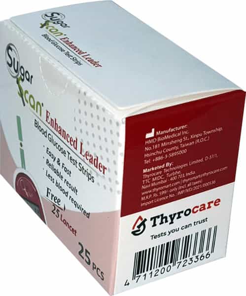 Thyrocare Sugarscan Blood Glucose Test Strips With Free Lancets (25 Strips + 25 Lancets)