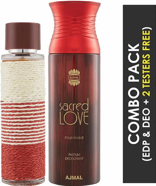 Maryaj Deuce Homme Edp Spicy 100Ml For Men And Ajmal Sacred Love Deodorant Musky 200Ml For Women