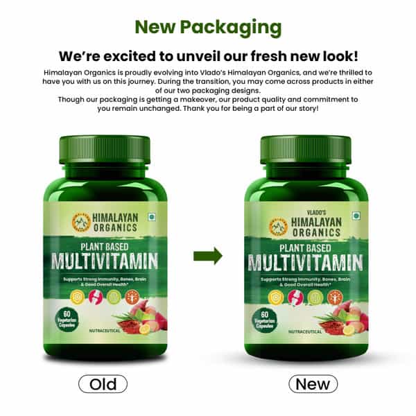 Vlado's Himalayan Organics Plant Based Multivitamin With 60+ Extracts- 60 Vegetarian Capsules