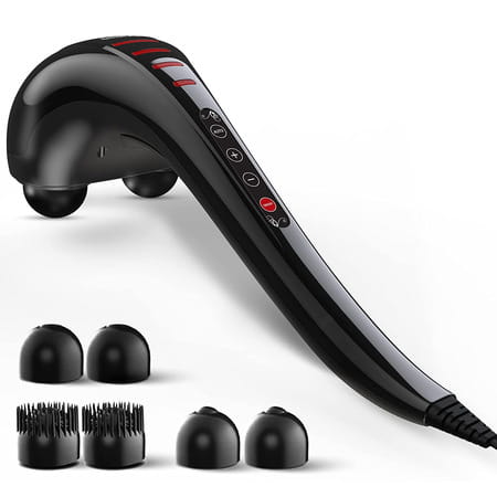 Beatxp Thunder Double Headed Hammer Body Massager Machine With 3 Attachment Pairs (Jade Black)