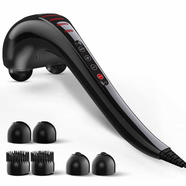 Beatxp Thunder Double Headed Hammer Body Massager Machine With 3 Attachment Pairs (Jade Black)
